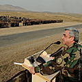 Президент РА, Верховный главнокомандующий Вооруженными Силами РА Серж Саргсян на полигоне «Тигранакерт» Нагорно-Карабахской Республики выступает с речью перед военнослужащими