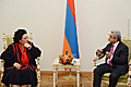 Президент Серж Саргсян на встрече со всемирно известной оперной певицей Монсеррат Кабалье в резиденции Президента РА