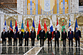 Президент Серж Саргсян в момент официального фотографирования по завершении заседания Совета глав государств СНГ в Минске