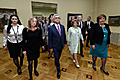 Президент РА Серж Саргсян, Первая леди Армении Рита Саргсян и Первая леди Польши Анна Коморовская в Национальной картинной галерее Армении