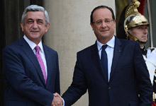 Президент Серж Саргсян в Париже встретился с Президентом Франции Франсуа Олландом