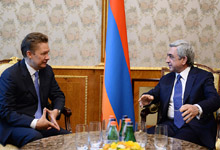 Президент Серж Саргсян принял председателя правления компании «Газпром» Алексея Миллера
