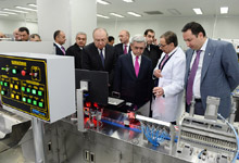 The President visited the construction site of a new government building complex after which he attended the opening ceremony of a medical device production factory in the capital city