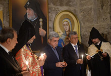 Президент Серж Саргсян присутствовал на Святой литургии Пасхального Сочельника