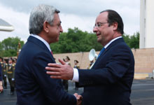Official farewell ceremony of French President having arrived in Armenia on a state visit took place
