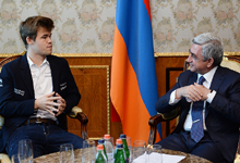 President Serzh Sargsyan receives World Chess Champion Magnus Carlsen