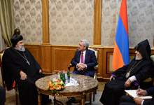 Նախագահն այսօր հյուրընկալել է Ամենայն Հայոց Կաթողիկոսին և Ասորի Ուղղափառ եկեղեցու հովվապետին