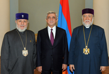 President hosts Catholicos of All Armenians and Catholicos of Great House of Cilicia