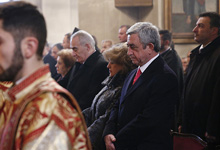 Президент Серж Саргсян присутствовал на торжественной литургии по случаю праздника Святого Рождества и Богоявления