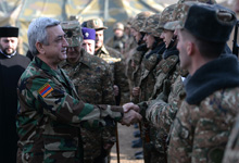 On occasion of New Year and Christmas Serzh Sargsyan visits one of Armenia’s border defense posts