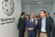 President attends opening of Wikimedia Armenia Office and visits Mir TV