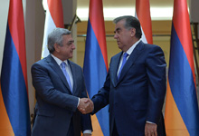 President Serzh Sargsyan meets with Tajikstan’s President Emomali Rahmon in Dushanbe