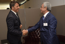 Նախագահ Սերժ Սարգսյանը Նյու Յորքում հանդիպում է ունեցել Իտալիայի և Շվեդիայի վարչապետների հետ