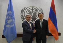 Նախագահը հանդիպում է ունեցել ՄԱԿ-ի Գլխավոր քարտուղար Բան Կի-Մունի հետ
 
