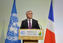 Նախագահը ելույթ է ունեցել Փարիզում կայացած ՄԱԿ-ի «Կլիմայի փոփոխության մասին» շրջանակային
կոնվենցիայի կողմ երկրների համաժողովում
