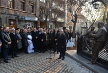 President attended the ceremony of unveiling of the sculptural composition named 
Belated Photo in Yerevan
