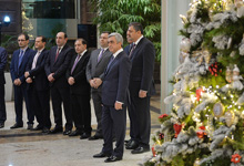  Президент принял участие в организованном по случаю Нового года и Рождества приеме в Центральном банке