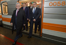 President visited the Yerevan Metro system and later attended the ceremony of opening the Rossia Mall Center