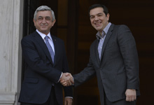 In Athens, President Serzh Sargsyan met with the Prime Minister of Greece Alexis Tsipras