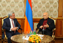 President Serzh Sargsyan receives famous composer Giya Kancheli