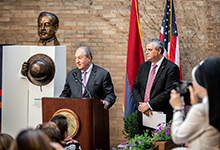 Armen Sarkissian participated at the unveiling of the memorial dedicated to Armen Garo - the First Ambassador of Armenia to the US 

