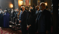 President Armen Sarkissian attended the Sunday Liturgy and the Requiem Service, offered in memory of Vartan Gregorian, at the Mother See of Holy Etchmiadzin