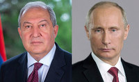 Президент РФ Владимир Путин поздравил Президента Армена Саркисяна по случаю Дня рождения