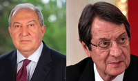 President of the Republic Armen Sarkissian congratulated the President of Cyprus Nicos Anastasiades on his 75th birthday