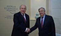 Le Secrétaire général des Nations Unies, António Guterres, à félicité le président Armen Sarkissian à l'occasion du jour de l'indépendance de la République d'Arménie