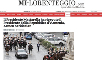 "Armenia is an important partner." The Italian press widely covered the first state visit of the President of Armenia to Italy