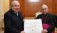 I accept the highest award of the Holy See as an assessment of my modest work; I am ready to do more. President Armen Sarkissian was awarded the highest order of the Holy See