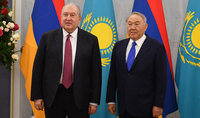 Le Président Armen Sarkissian félicite le premier Président du Kazakhstan Noursoultan Nazarbaïev à l'occasion du 30ème anniversaire de l'indépendance du pays
