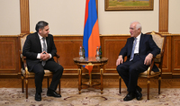 President Vahagn Khachaturyan received FFA President Armen Melikbekyan and Vice President Armen Nikoghosyan
