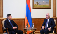 President Vahagn Khachaturyan received the Ambassador of Greece to Armenia Evangelos Tournakis