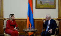 Президент Ваагн Хачатурян встретился с ректором Армянского государственного экономического университета Дианой Галоян