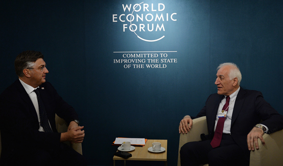 Le Président Vahagn Khatchatourian a rencontré le Premier ministre de la Croatie Andrej Plenković