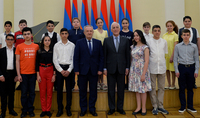 President Vahagn Khachaturyan hosted a group of teenagers