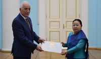 The newly appointed ambassador of Laos presented her credentials to President Vahagn Khachaturyan
