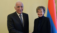 Le Président Vahagn Khatchatourian a reçu l'ancienne Présidente de la Suisse Micheline Calmy-Rey