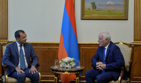 President Vahagn Khachaturyan receives Ambassador of Italy Alfonso Di Riso