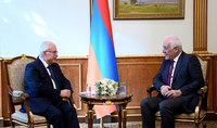 President Vahagn Khachaturyan meets with Petros Terzyan, a member of the Board of Trustees of Hayastan All-Armenian Fund