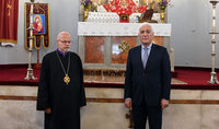 President Vahagn Khachaturyan meets with the leader of the Armenian Diocese of Uruguay, His Eminence Hakob Archbishop Glnchyan
