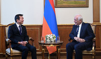 Le président Vahagn Khatchatourian a reçu l'ambassadeur du Japon en Arménie Aoki Yutaka