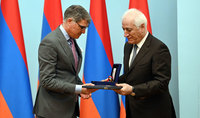 President Vahagn Khachaturyan awarded Dikran Izmirlian with the Order of Motherland