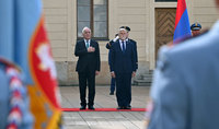 Welcoming Ceremony for President Vahagn Khachaturyan հeld at Prague Castle
