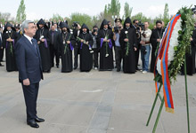 On the 97th anniversary of the Armenian Genocide, Serzh Sargsyan visited the Tsitsernakaberd Memorial