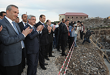 Serzh Sargsyan  at Avan participated at the groundbreaking ceremony of the apartment building, which will be constructed in the framework of social program