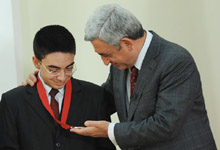 President Sargsyan hosted the medal recipients for the academic year 2011-2012, laureates of the Olympiads and award winners of the Kangaroo-2012 competition