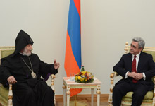 President Serzh Sargsyan is receiving congratulations on his victory in the elections
