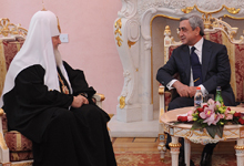 President Serzh Sargsyan received congratulations from His Holiness Patriarch Kirill of Moscow and All Russia